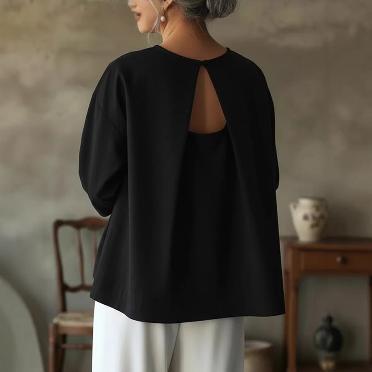 Fashionable And Elegant Short-sleeve Shirt For Spring Summer Backless