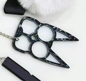 Justice black cat with two fingers