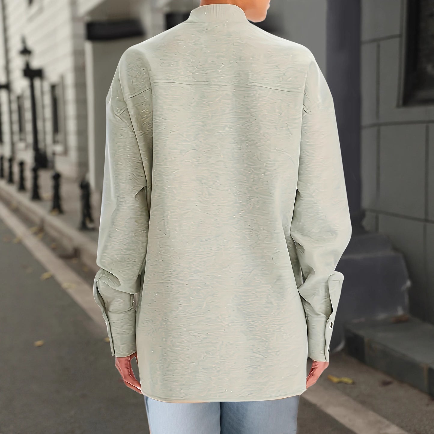 Women's Fashion Solid Color Single Breasted Baseball Collar Jacket