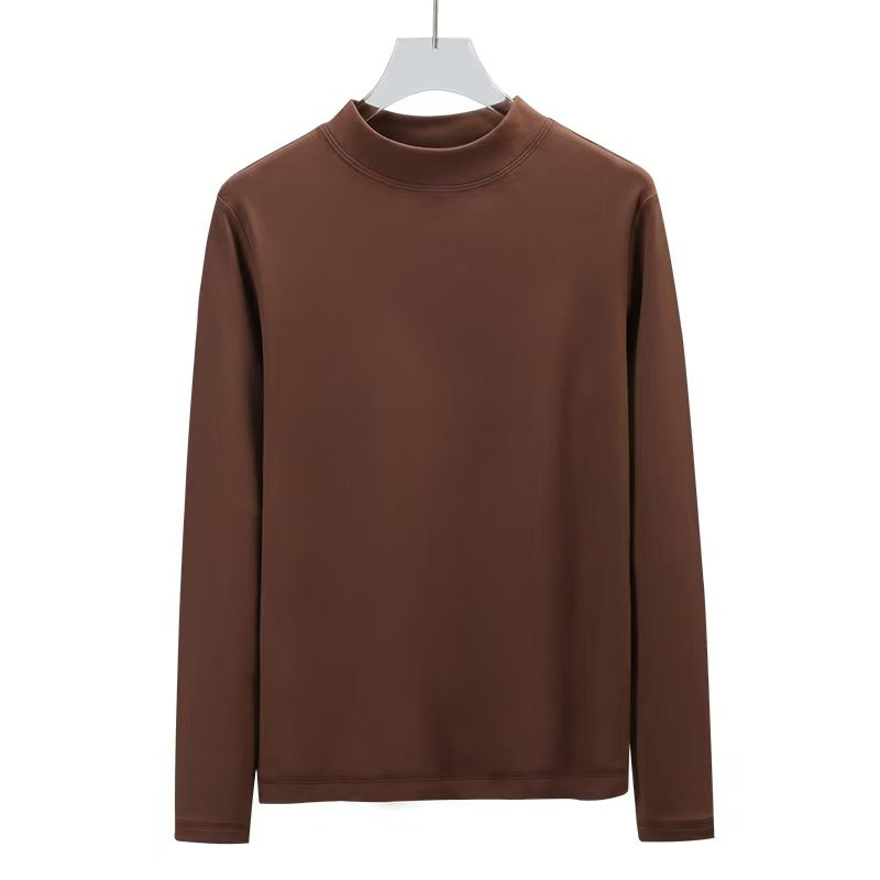 New Style Half-Neck Long-Sleeve Base-Layer Thickened Warm Solid-Color Womens Top