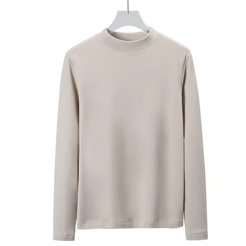 New Style Half-Neck Long-Sleeve Base-Layer Thickened Warm Solid-Color Womens Top