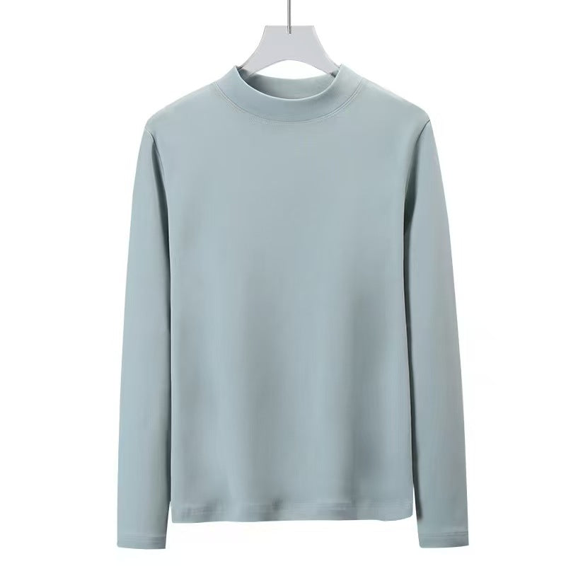 New Style Half-Neck Long-Sleeve Base-Layer Thickened Warm Solid-Color Womens Top