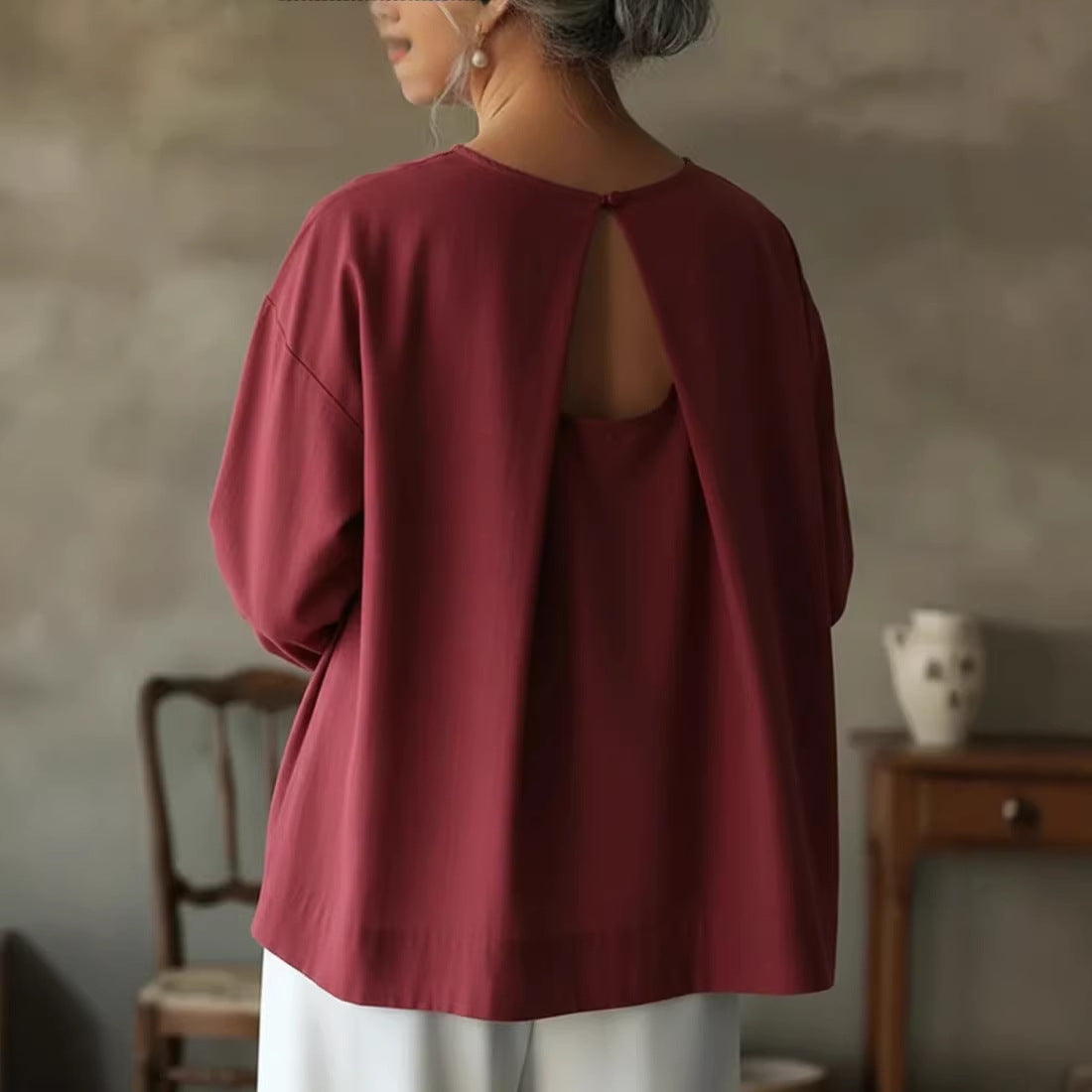 Fashionable And Elegant Short-sleeve Shirt For Spring Summer Backless