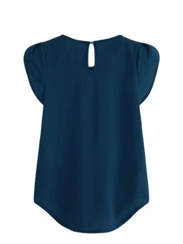 New Solid-color Button-up Short-sleeve Womens Top