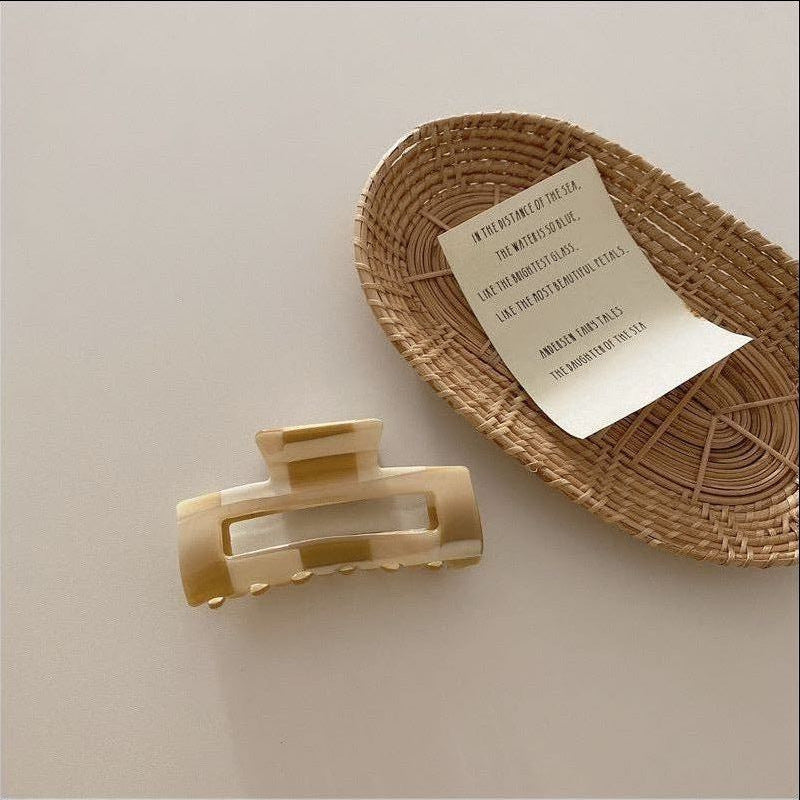 Retro Color Acetate Grabbing Clip Geometric Hollow Girl Color Back Head Hairpin