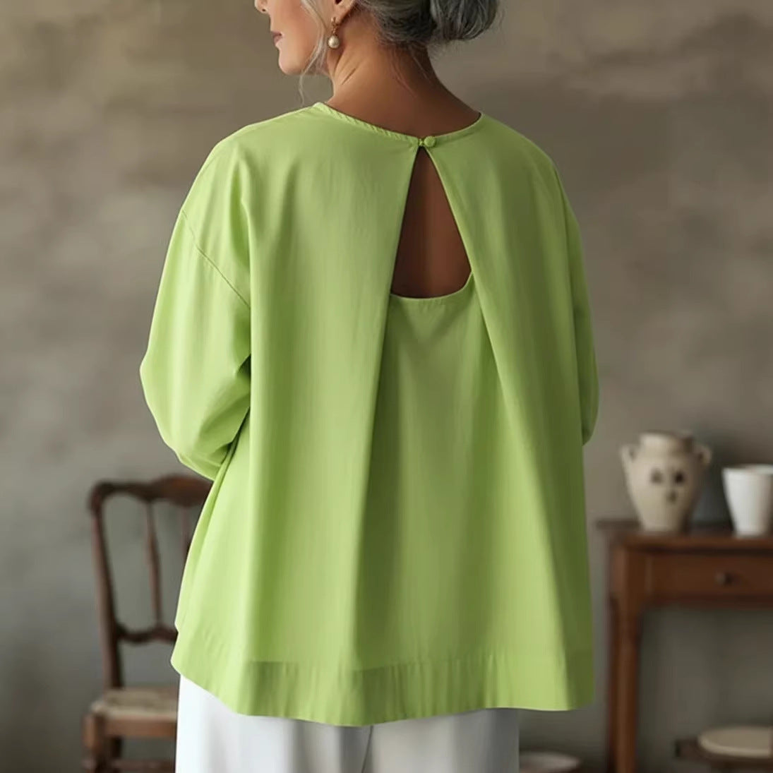 Fashionable And Elegant Short-sleeve Shirt For Spring Summer Backless