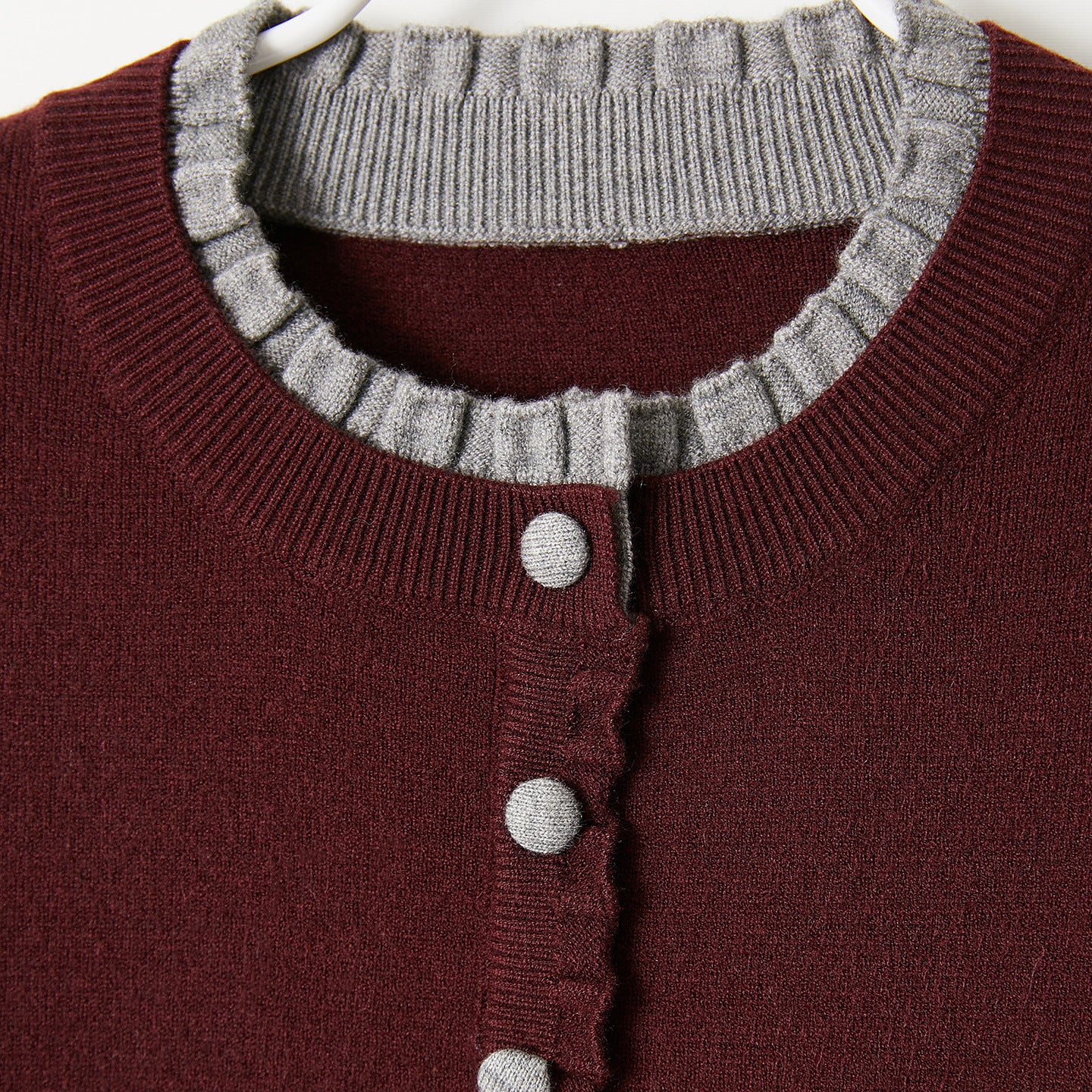 Ribbed Trim Contrast-Colored Crew-Neck Knit Sweater Womens Long Sleeve